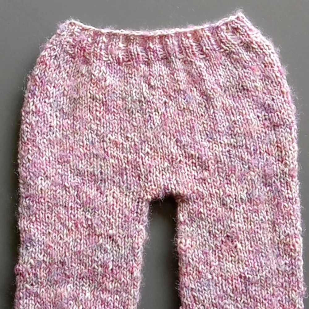 Handmade Handknit Light Pink Cotton Blend Baby Jogger Pants 3-6M